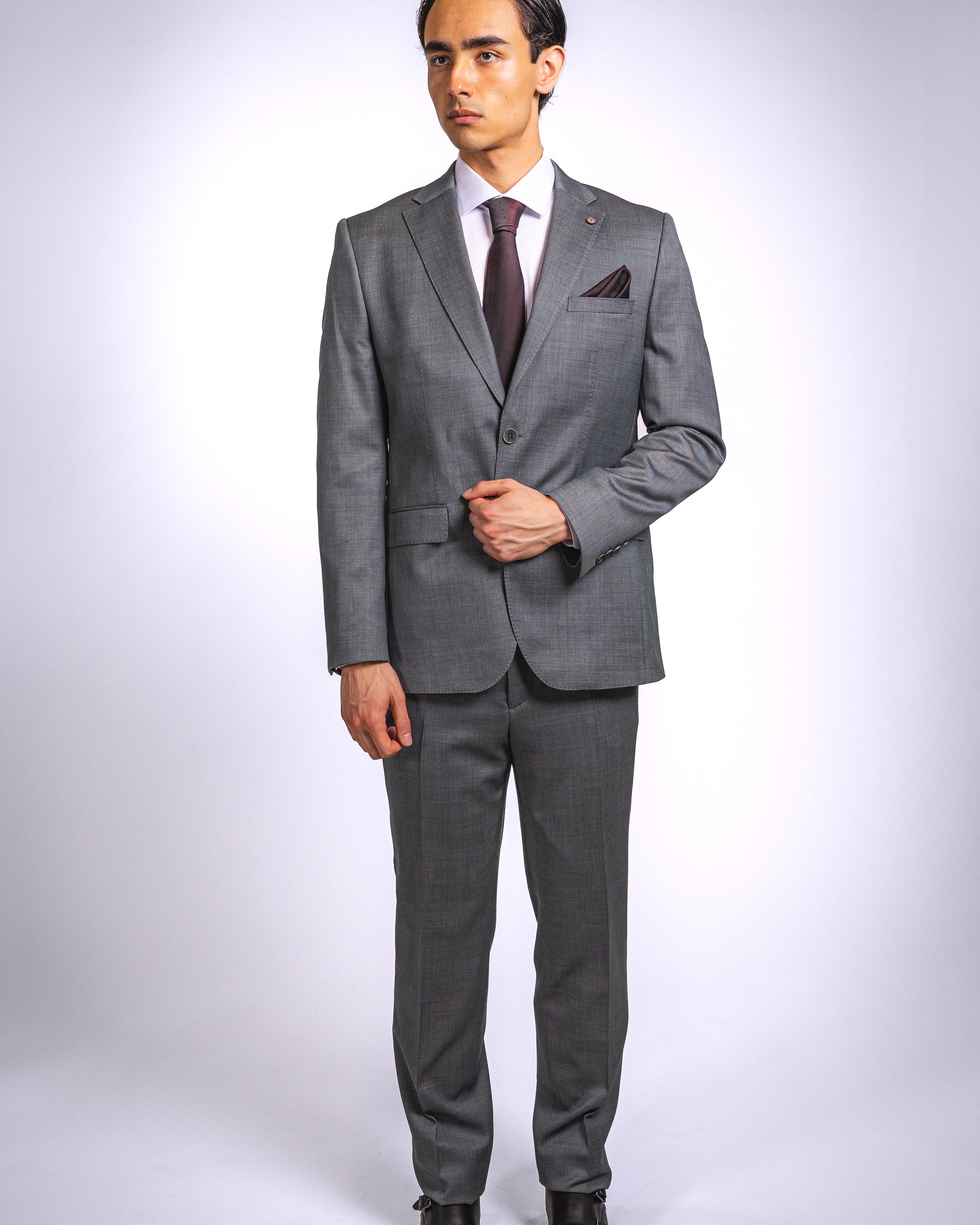 Anzug Hellgrau | 2-teilig, Slim Fit, italienische Schurwolle