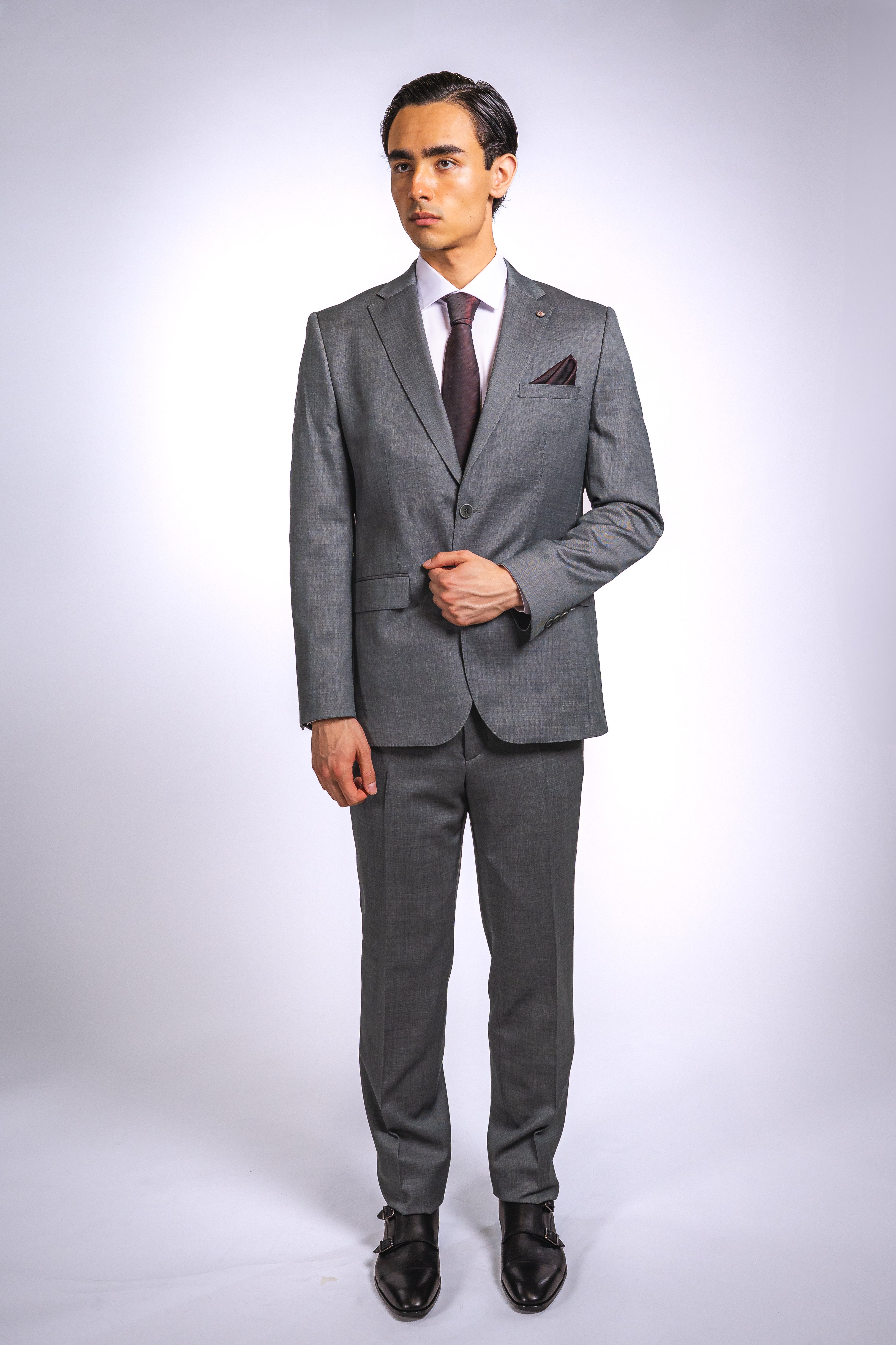 Anzug Hellgrau | 2-teilig, Slim Fit, italienische Schurwolle