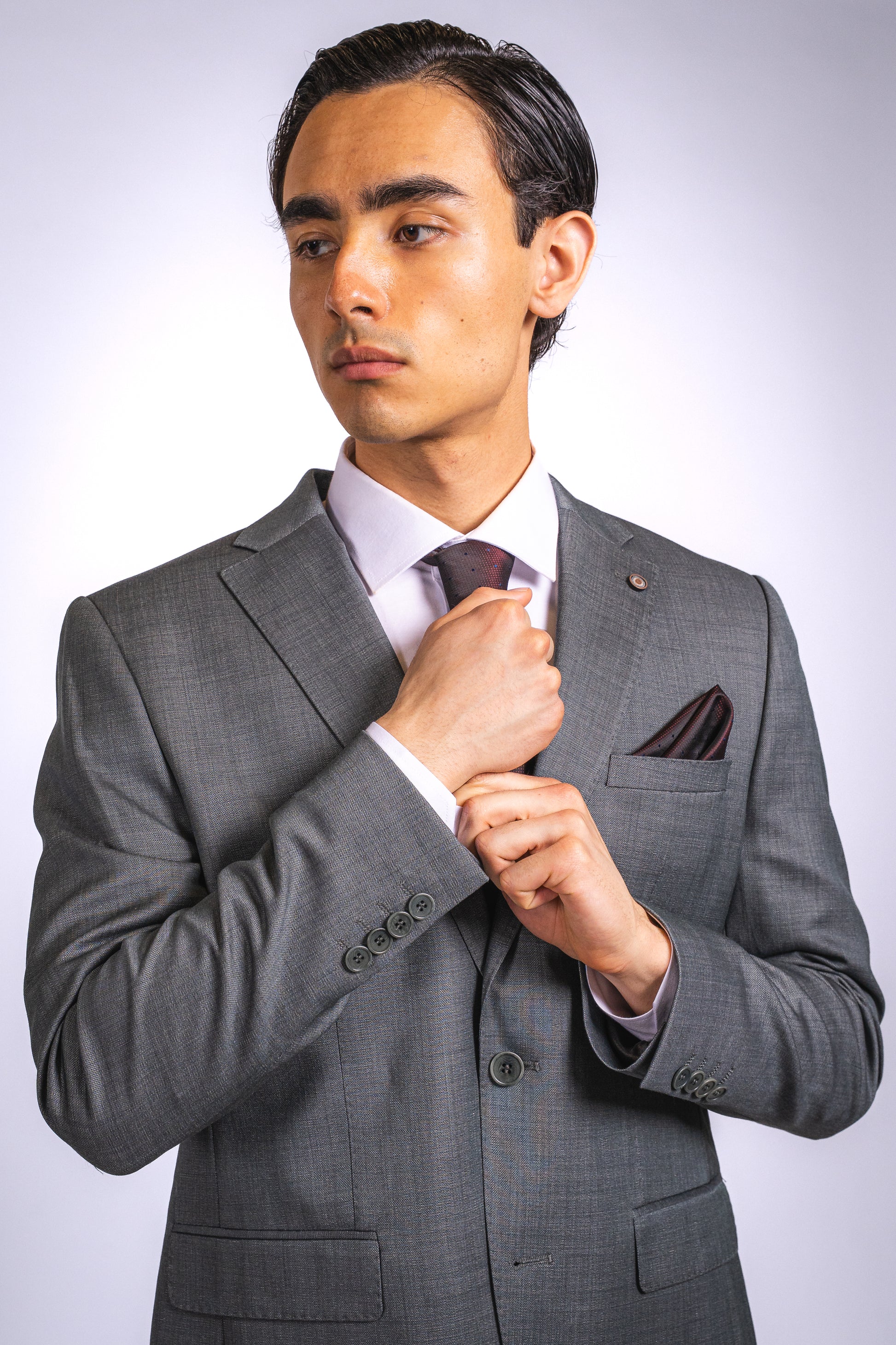 Anzug Hellgrau | 2-teilig, Slim Fit, italienische Schurwolle