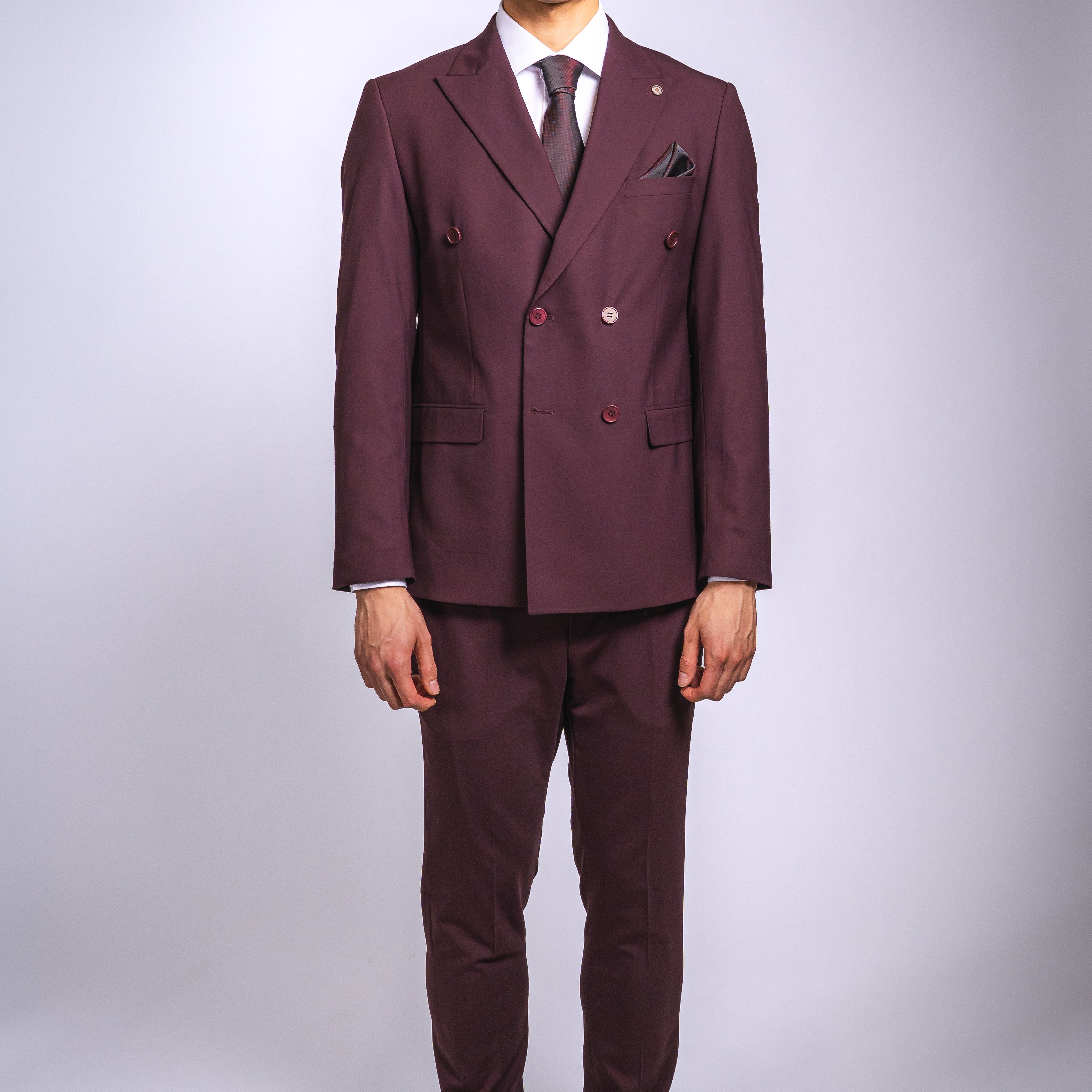 Anzug Bordeaux | 2-teilig, Doppelreihig, Slim Fit