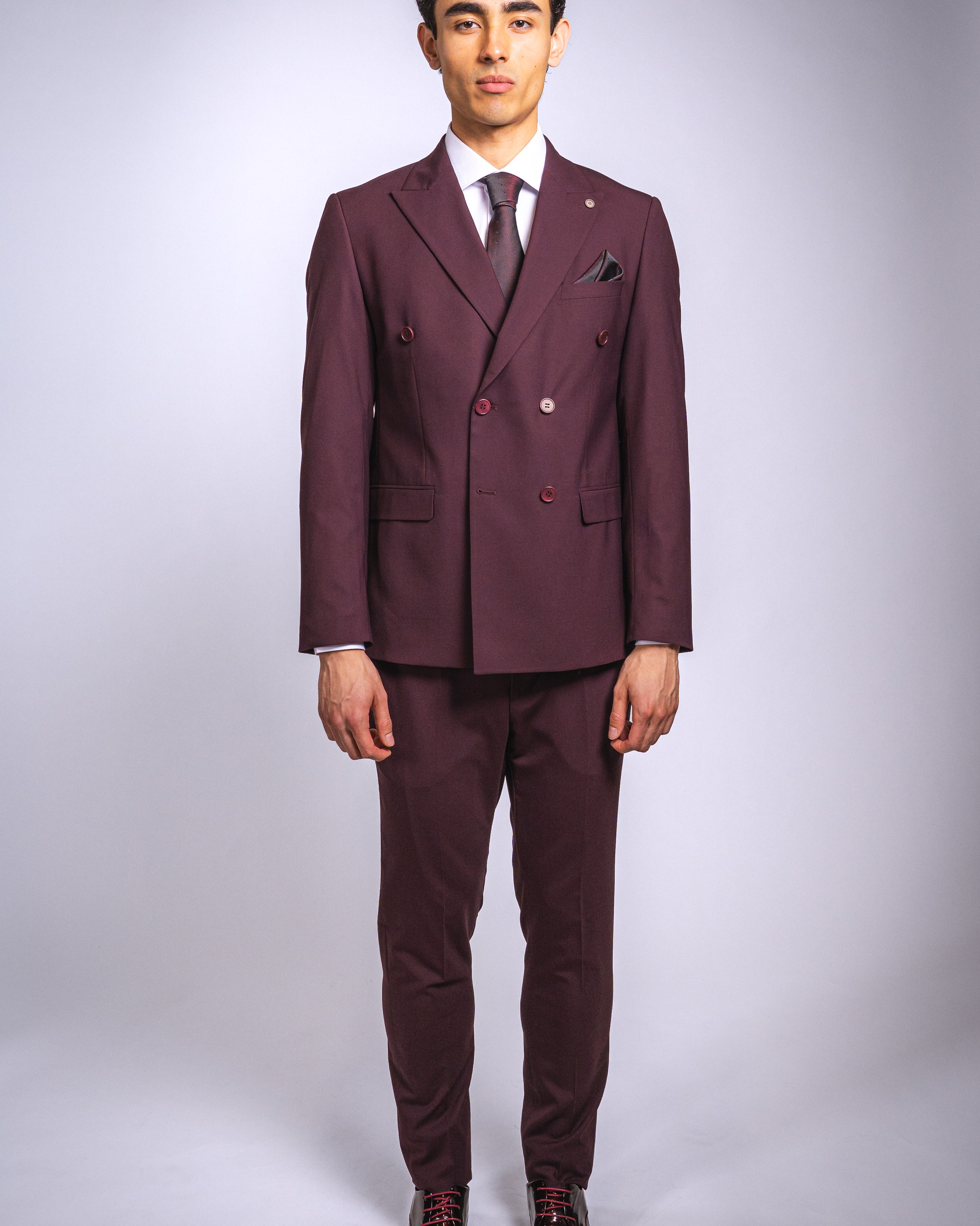Anzug Bordeaux | 2-teilig, Doppelreihig, Slim Fit