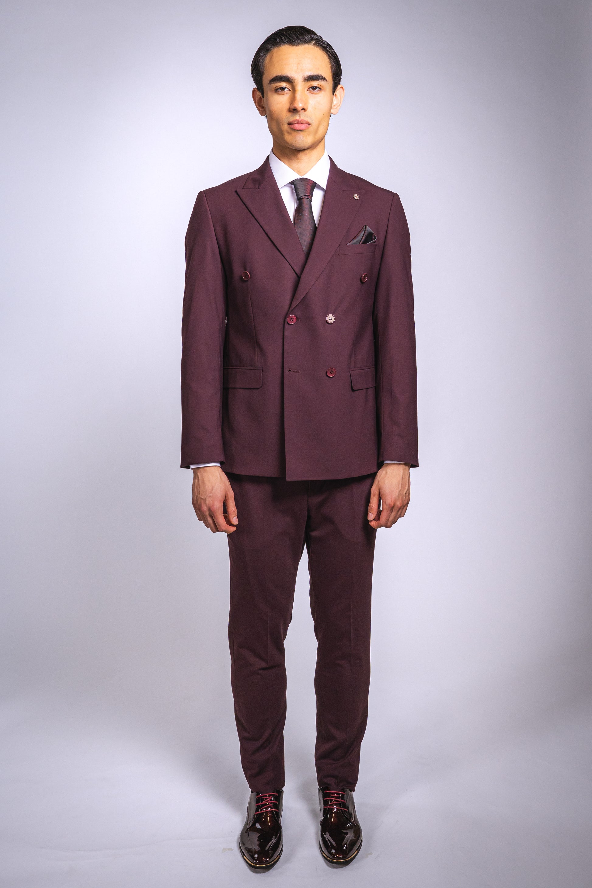 Anzug Bordeaux | 2-teilig, Doppelreihig, Slim Fit