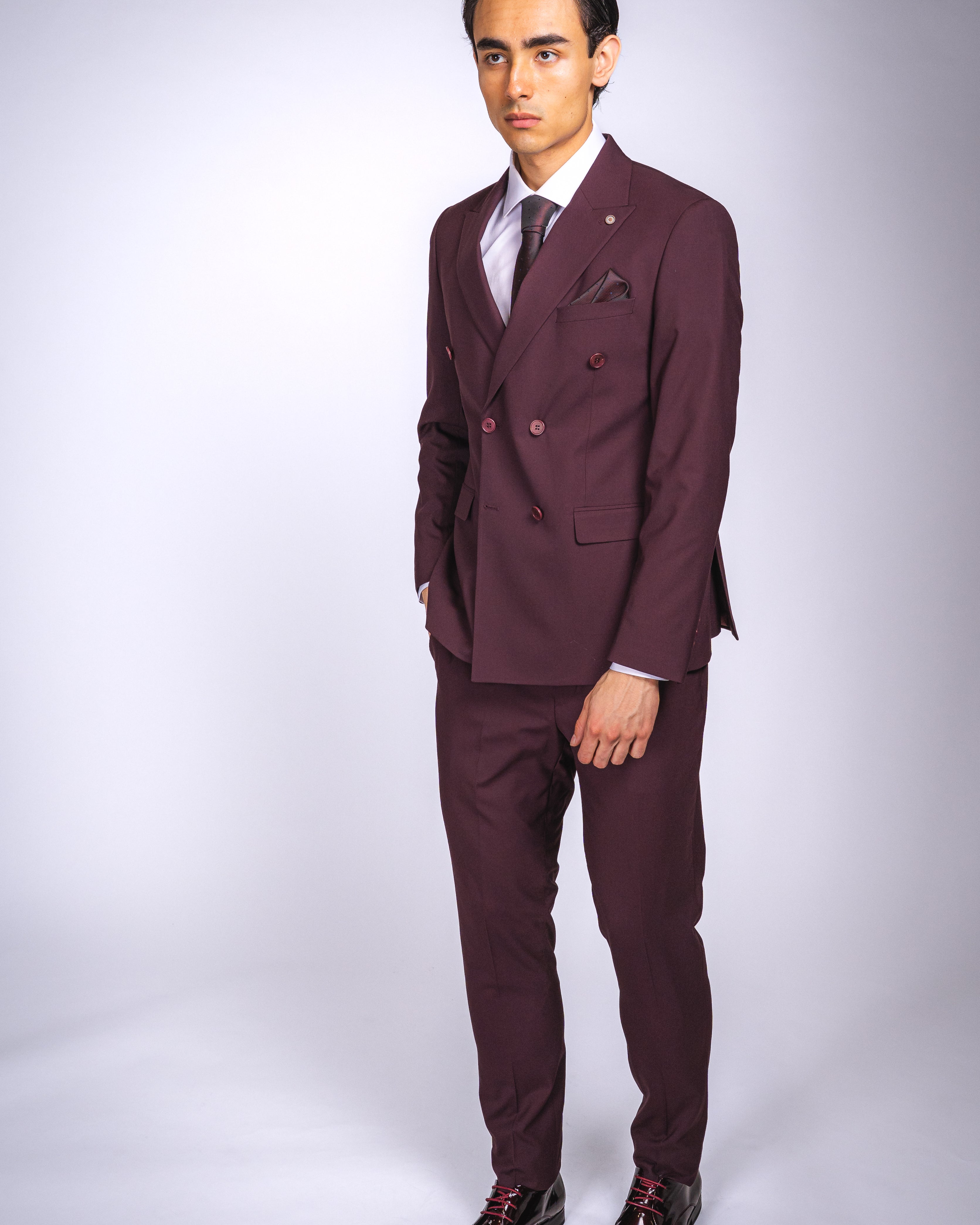 Anzug Bordeaux | 2-teilig, Doppelreihig, Slim Fit