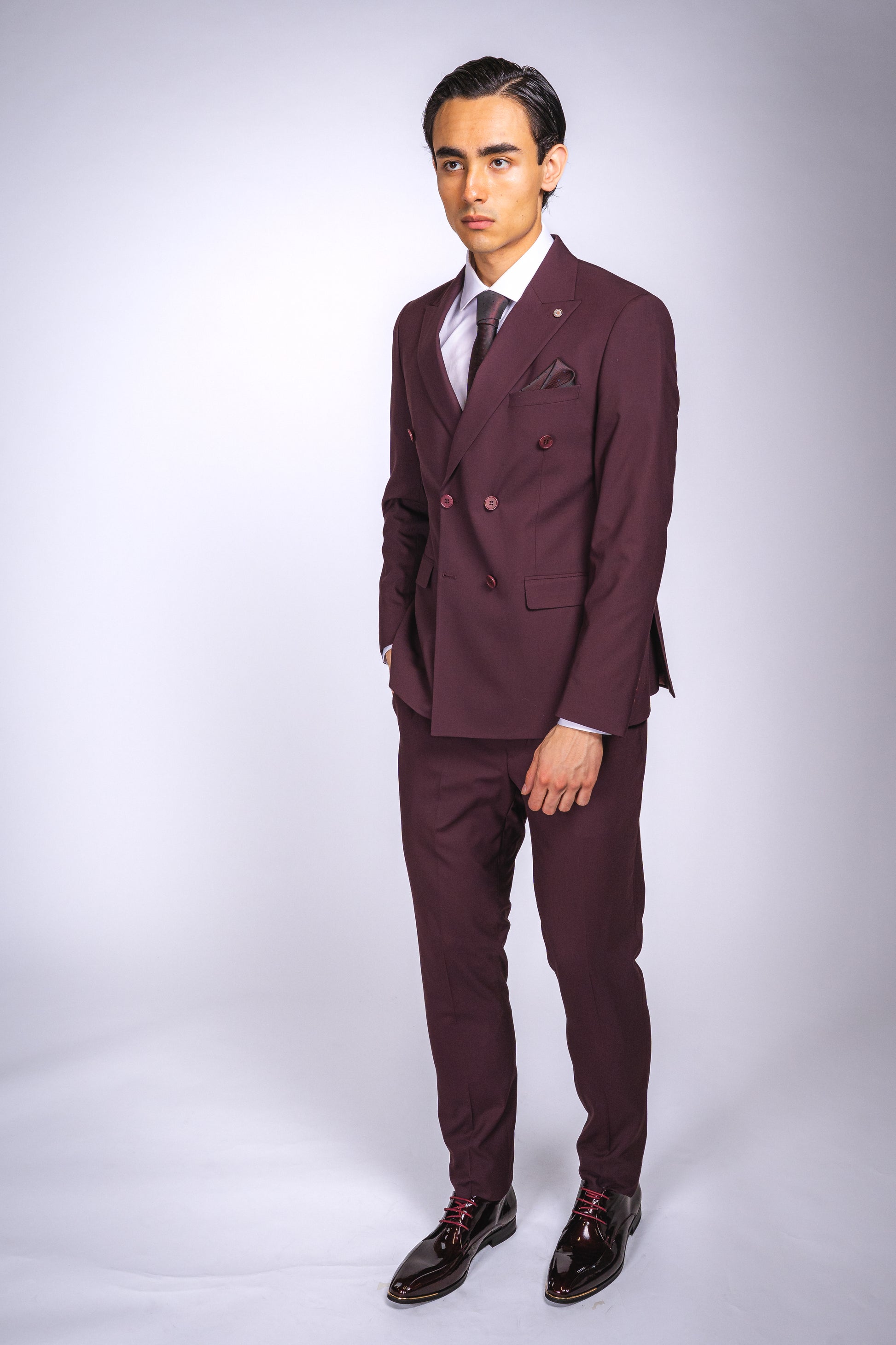 Anzug Bordeaux | 2-teilig, Doppelreihig, Slim Fit