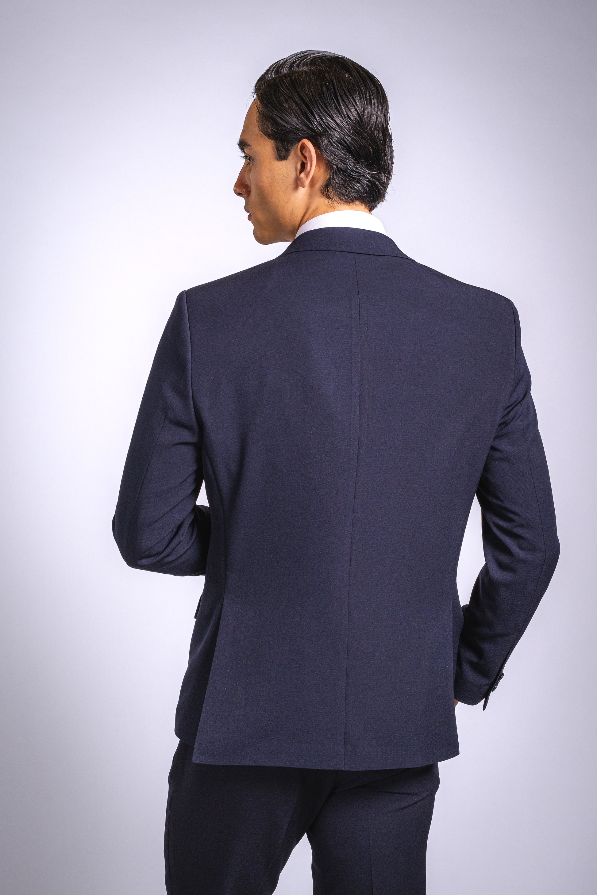 Anzug Dunkelblau | 3-teilig, Slim Fit, gemusterte Weste