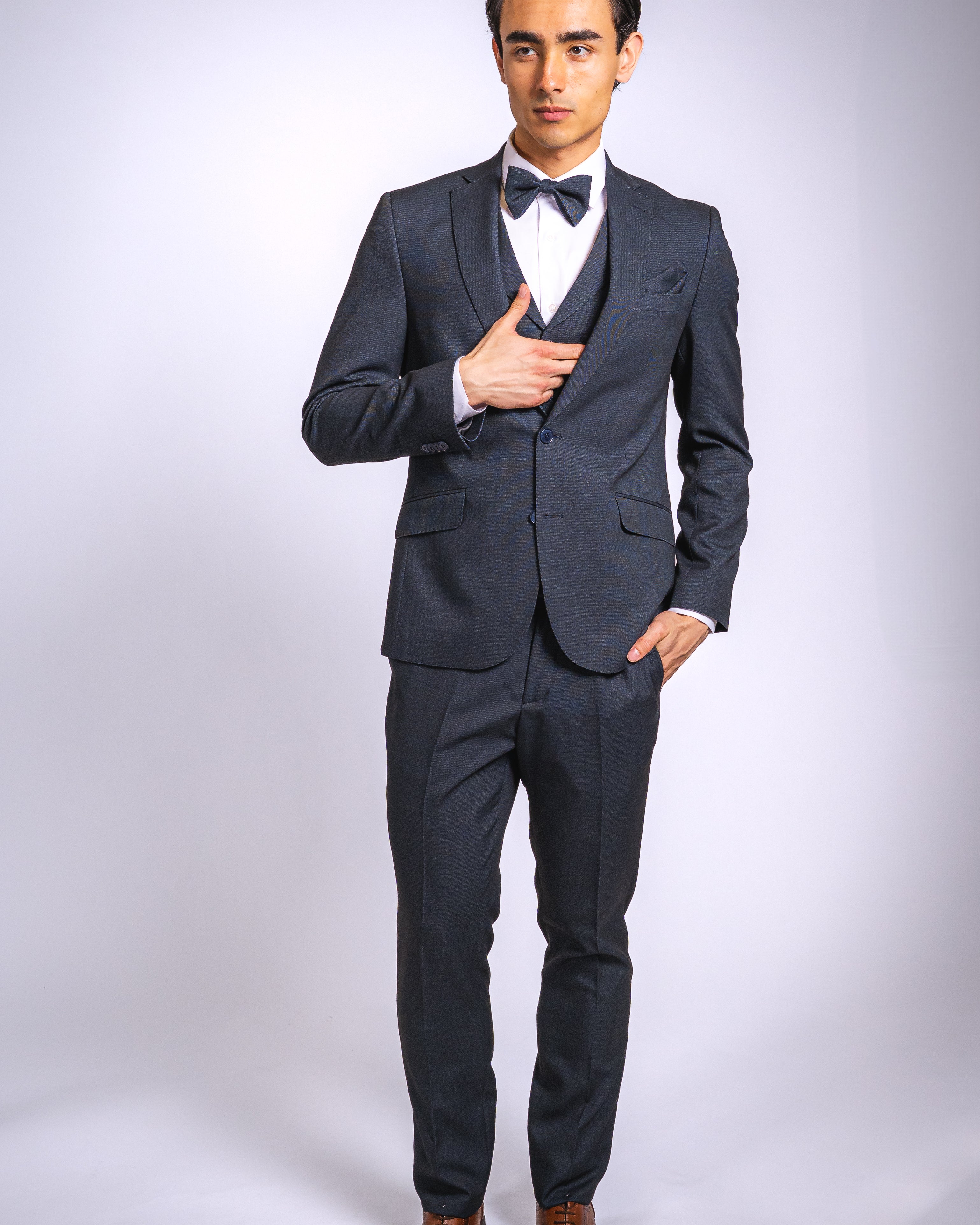 Anzug Blau | 3-teilig, Slim Fit, Fliege inklusive