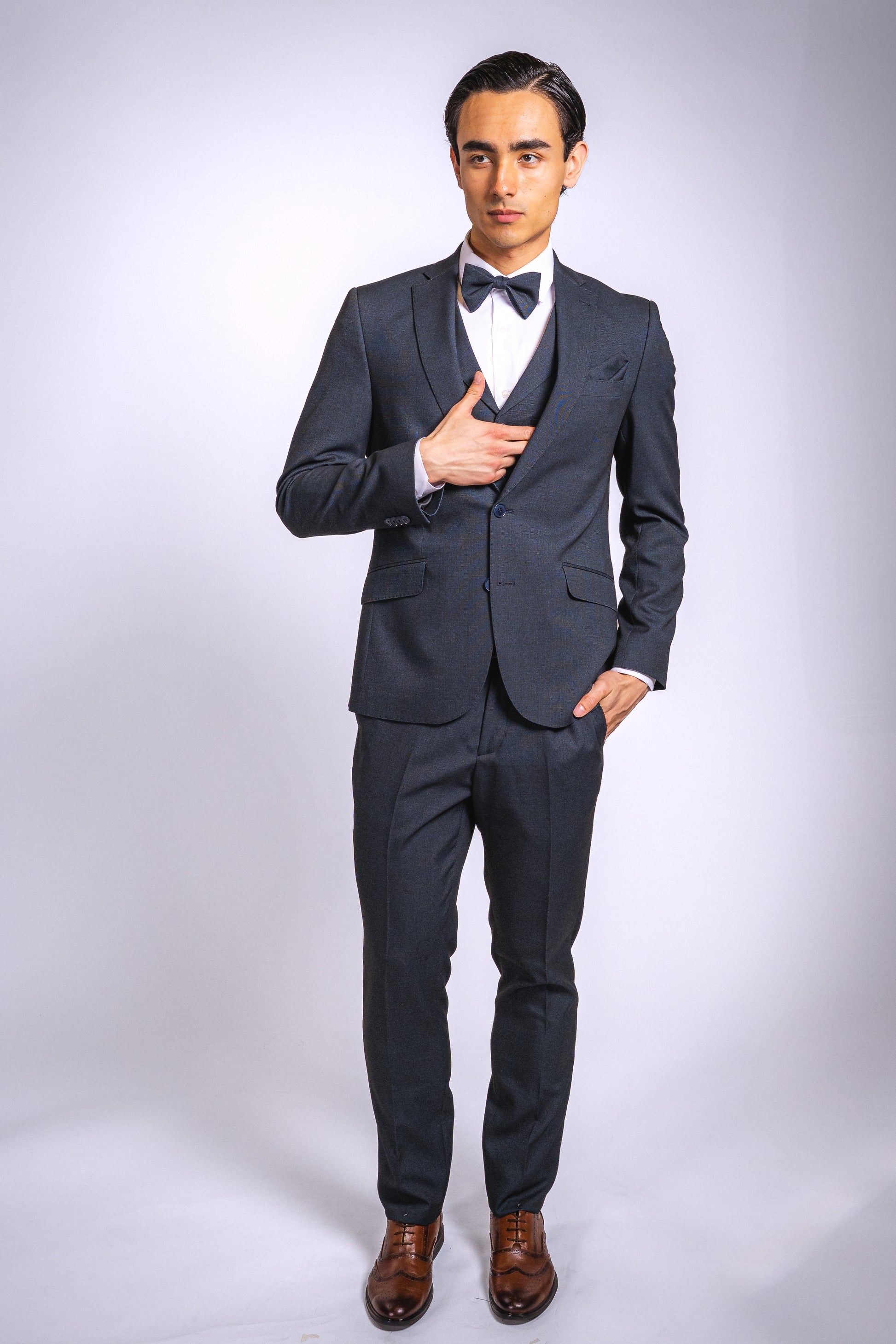 Anzug Blau | 3-teilig, Slim Fit, Fliege inklusive