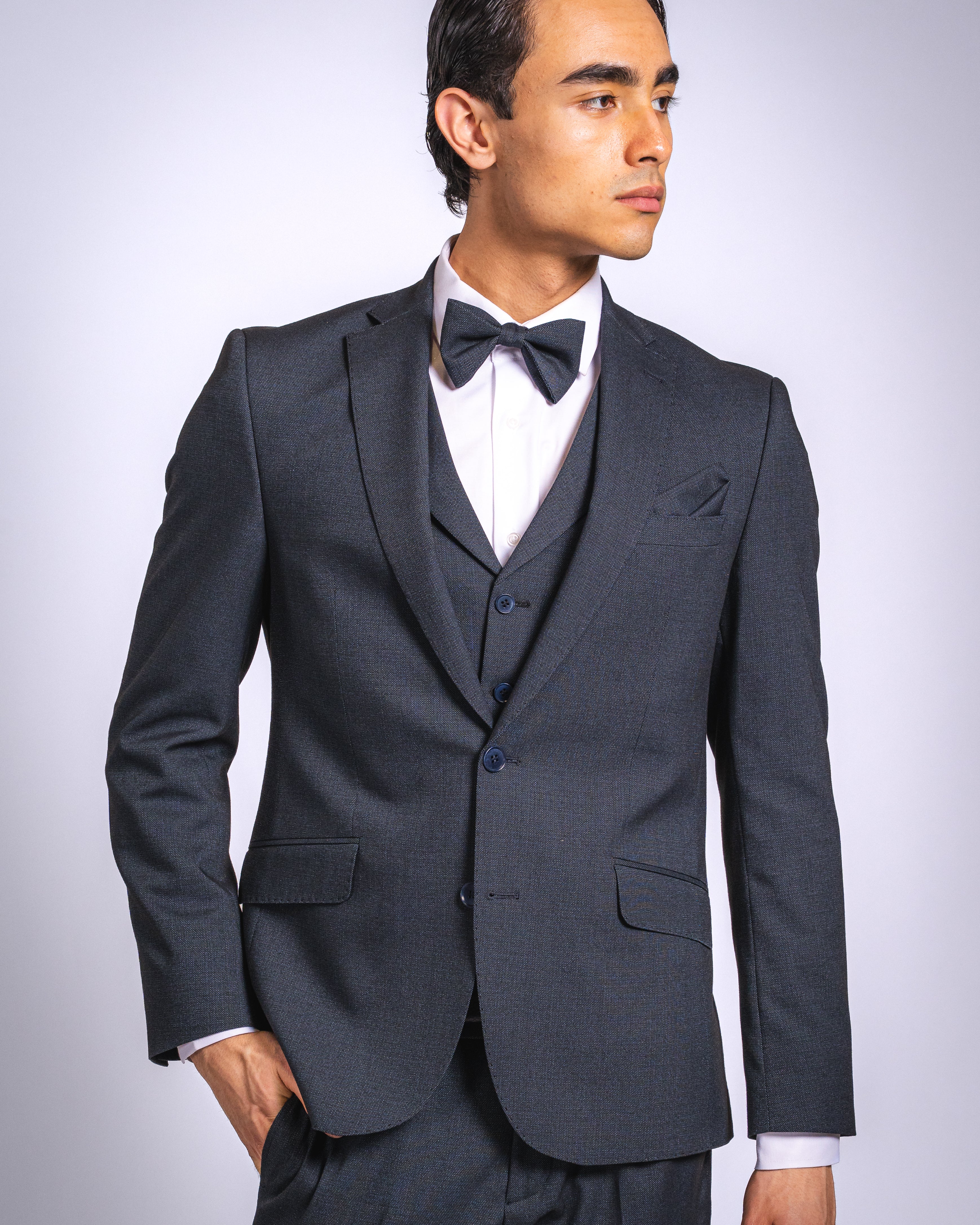 Anzug Blau | 3-teilig, Slim Fit, Fliege inklusive