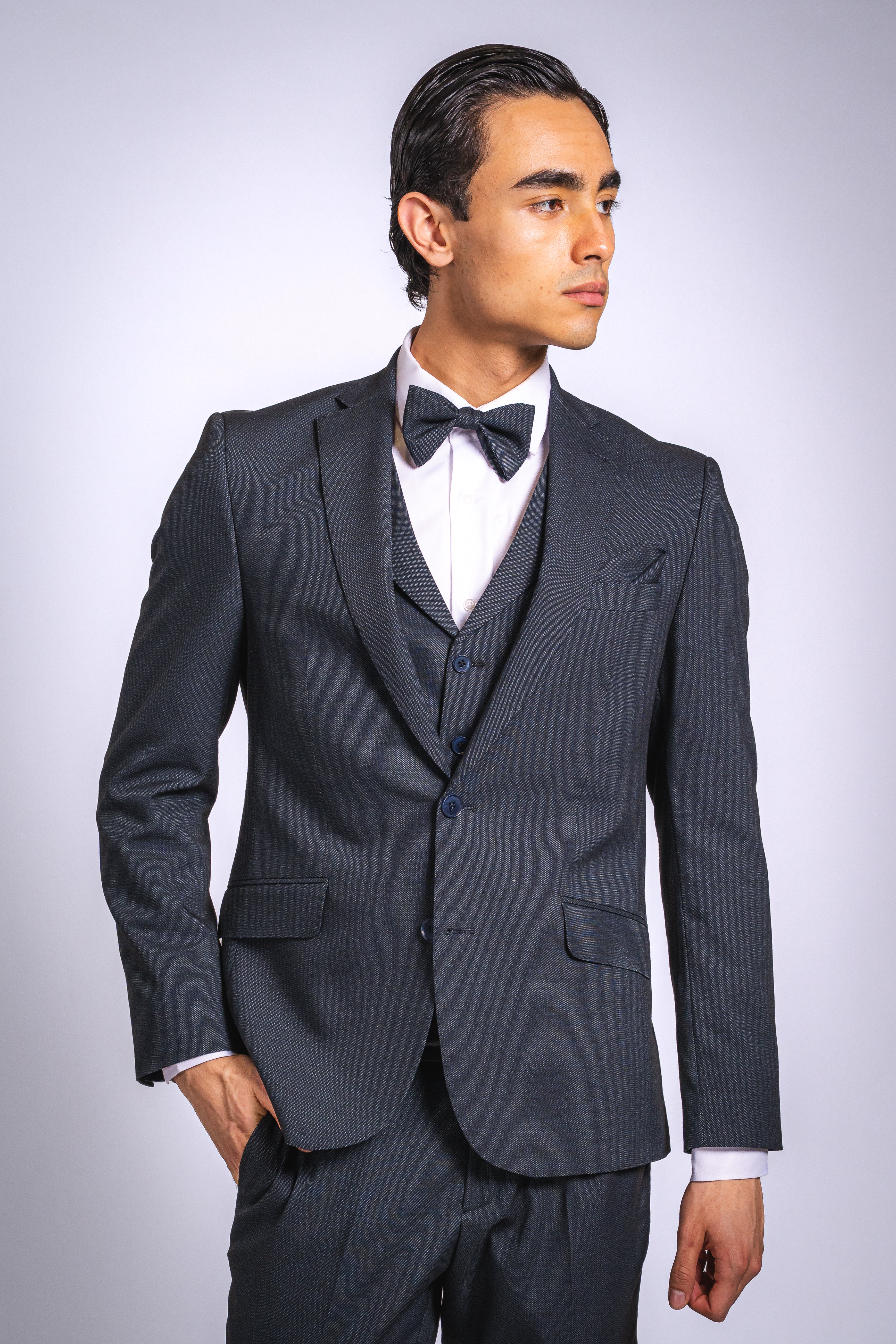 Anzug Blau | 3-teilig, Slim Fit, Fliege inklusive