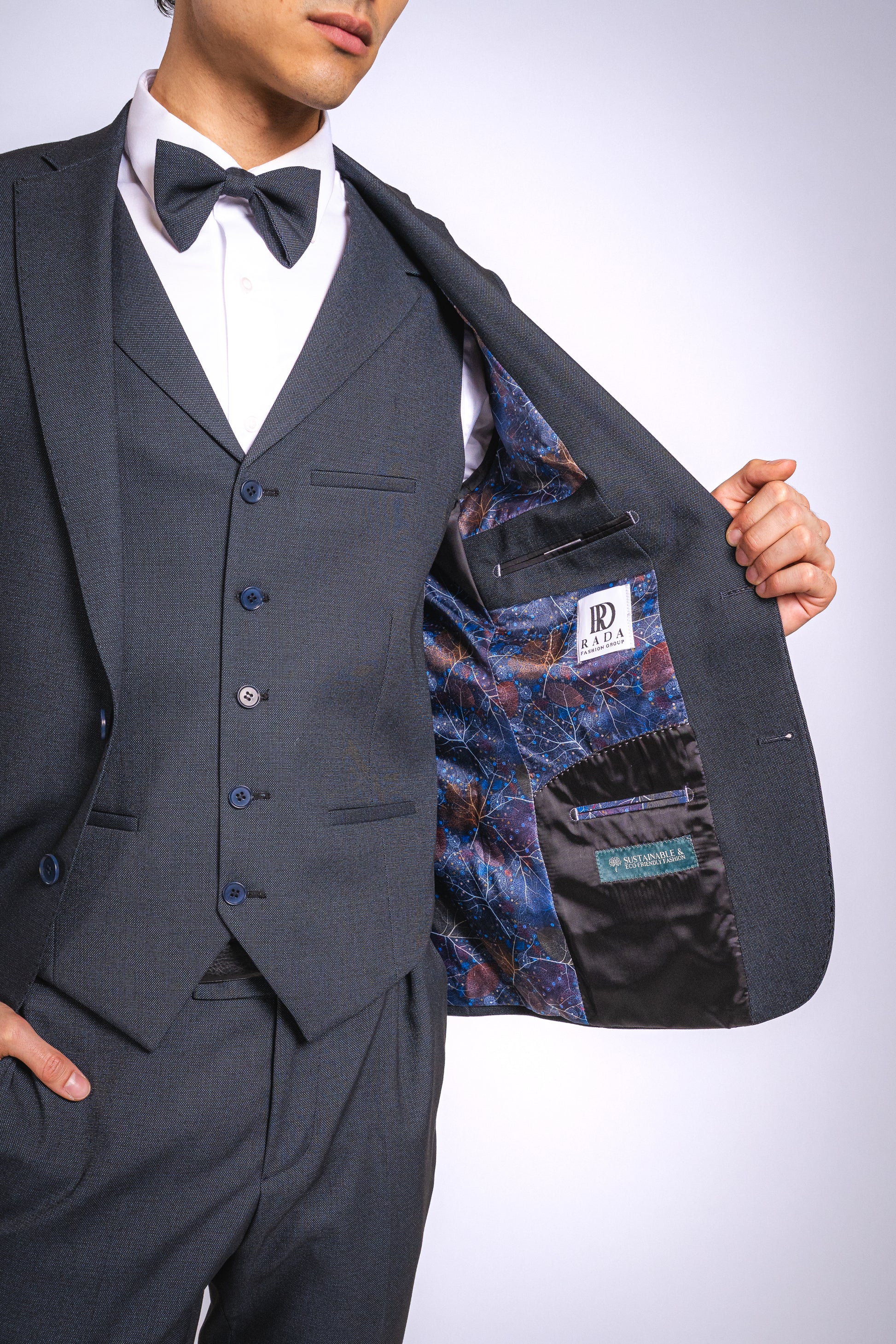 Anzug Blau | 3-teilig, Slim Fit, Fliege inklusive