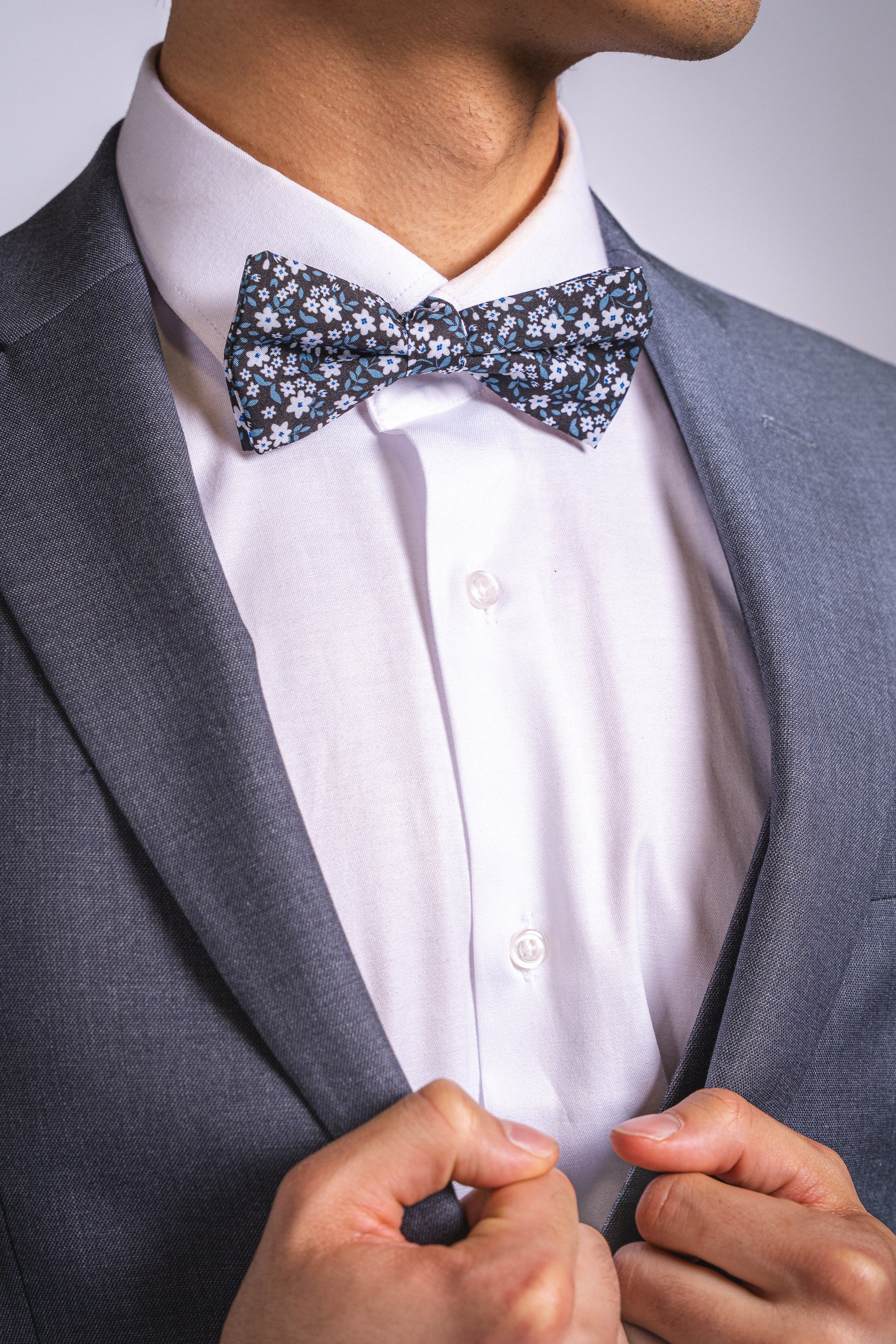 Anzug Grau | 3-teilig, Slim Fit, Fliege inklusive