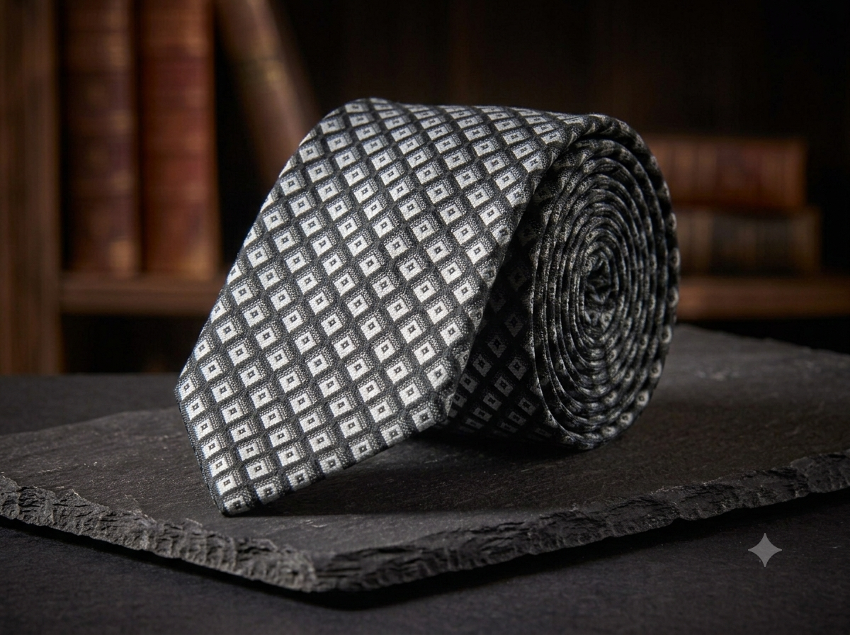 Elegante Designer-Seidenkrawatte mit Geo-Muster