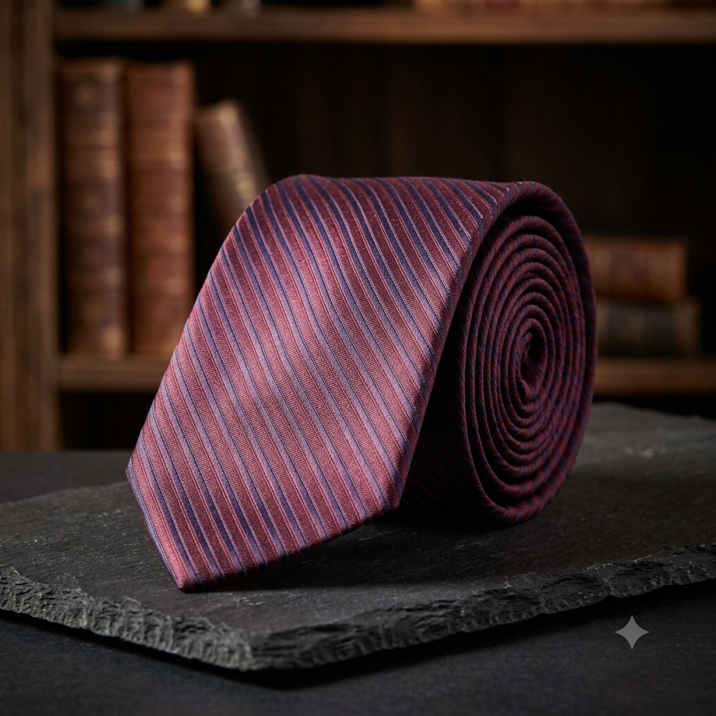 Elegante Designer-Seidenkrawatte mit Streifen- und Rips-Muster