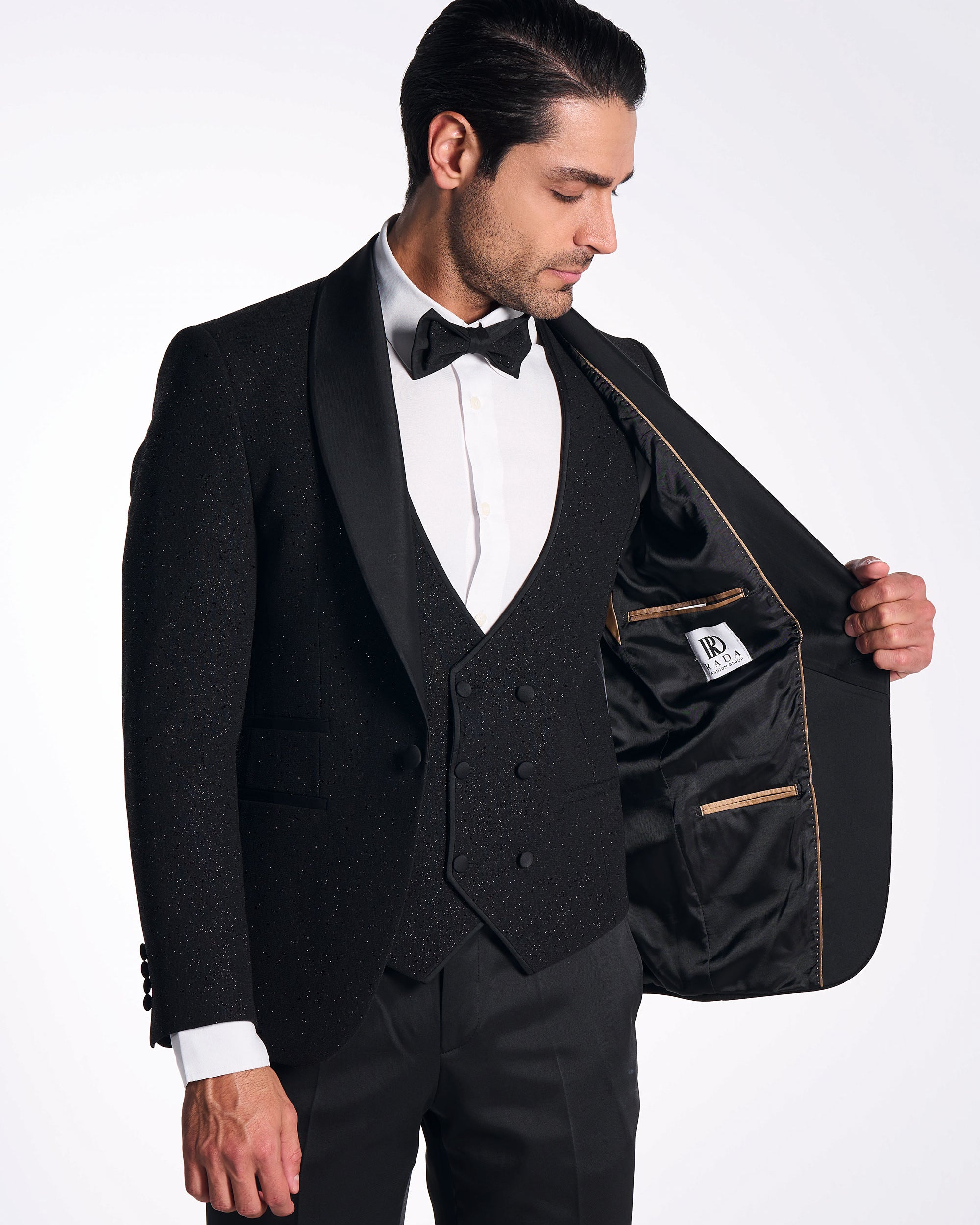 Smoking Slim Fit Schwarz | 3-teilig, glänzend